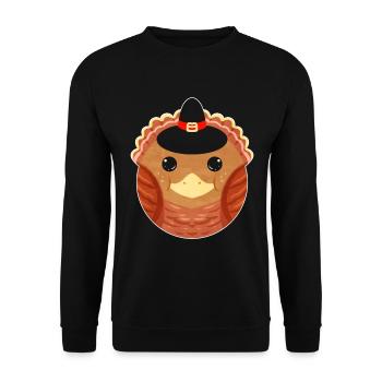 Circle Round Turkey With Pilgrims Hat For - Unisex Pullover - Schwarz - Vorne - Alina (178cm) & Michal (187cm)