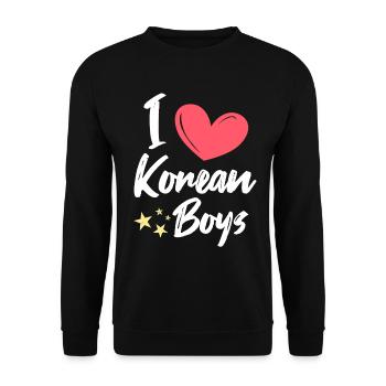 I love Korean boys - Unisex Sweatshirt - black - Front - Alina (178cm) & Michal (187cm)
