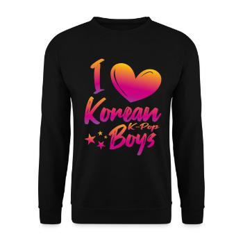 I love Korean boys - Unisex Sweatshirt - black - Front - Alina (178cm) & Michal (187cm)