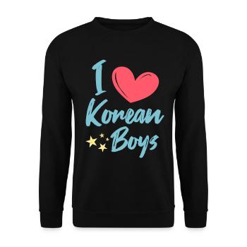 I love Korean boys - Unisex Sweatshirt - black - Front - Alina (178cm) & Michal (187cm)