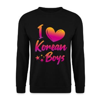 I love Korean boys - Unisex Sweatshirt - black - Front - Alina (178cm) & Michal (187cm)