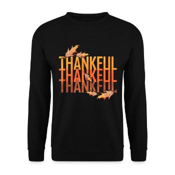 Logo Thankful Vintage Brown Leaves Thankful pour - Sweat-shirt Unisexe - noir - Devant - Alina (178cm) & Michal (187cm)