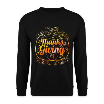 Ornement orange citrouille Thanksgiving - Sweat-shirt Unisexe - noir - Devant - Alina (178cm) & Michal (187cm)