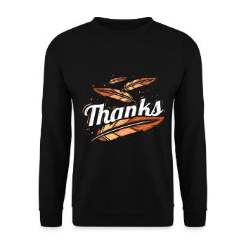 Beautiful Brown Feathers Thanks Thanksgiving - Unisex Pullover - Schwarz - Vorne - Alina (178cm) & Michal (187cm)