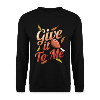 Jambe de dinde Donnez-le-moi Thanksgiving - Sweat-shirt Unisexe - noir - Devant - Alina (178cm) & Michal (187cm)