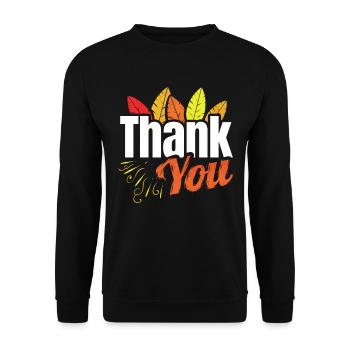 Logo de remerciement avec des plumes colorées Thanksgiving - Sweat-shirt Unisexe - noir - Devant - Alina (178cm) & Michal (187cm)