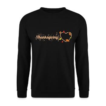 Heartbeat Heart Leaves Thanksgiving - Unisex Pullover - Schwarz - Vorne - Alina (178cm) & Michal (187cm)