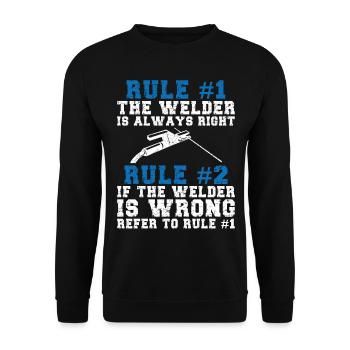 Soudeur Soudeur Vintage Règle #1 Le - Sweat-shirt Unisexe - noir - Devant - Alina (178cm) & Michal (187cm)