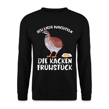 Ich Liebe Wachteln Lustiger Spruch Frühstück - Unisex Pullover - Schwarz - Vorne - Alina (178cm) & Michal (187cm)
