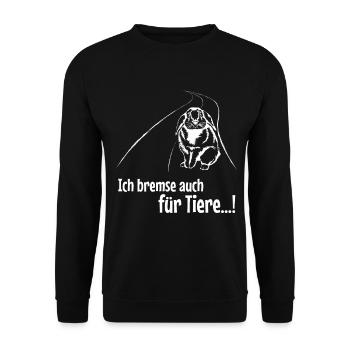 Ich Bremse Auch Für Tiere Kaninchen - Unisex Pullover - Schwarz - Vorne - Alina (178cm) & Michal (187cm)