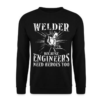 Welder Welding Vintage Welder - Unisex Pullover - Schwarz - Vorne - Alina (178cm) & Michal (187cm)