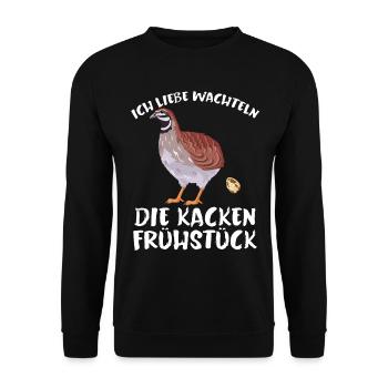 Ich Liebe Wachteln Lustiger Spruch Frühstück - Unisex Pullover - Schwarz - Vorne - Alina (178cm) & Michal (187cm)