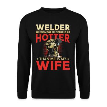 Welder Welding Husband Wife - Unisex Pullover - Schwarz - Vorne - Alina (178cm) & Michal (187cm)