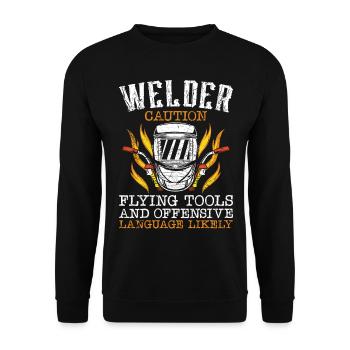 Welder Welding Vintage Welder - Unisex Pullover - Schwarz - Vorne - Alina (178cm) & Michal (187cm)