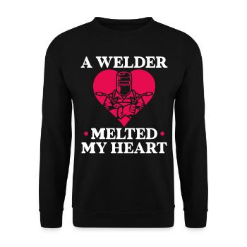 Welder Welding Girlfriend - Unisex Pullover - Schwarz - Vorne - Alina (178cm) & Michal (187cm)