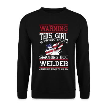 Soudeur Soudeur Petite amie Vintage - Sweat-shirt Unisexe - noir - Devant - Alina (178cm) & Michal (187cm)