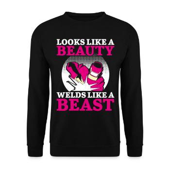 Welder Welding Female Welder - Unisex Pullover - Schwarz - Vorne - Alina (178cm) & Michal (187cm)