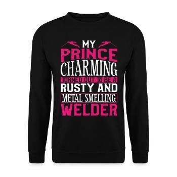 Welder Welding Girlfriend Vintage - Unisex Pullover - Schwarz - Vorne - Alina (178cm) & Michal (187cm)