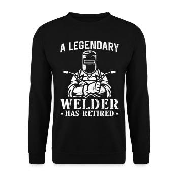 Welder Welding Retirement Vintage - Unisex Pullover - Schwarz - Vorne - Alina (178cm) & Michal (187cm)