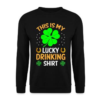 This is my lucky drinking Shirt - Unisex Pullover - Schwarz - Vorne - Alina (178cm) & Michal (187cm)