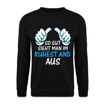 So gut sieht man im Ruhestand aus - Unisex Pullover - Schwarz - Vorne - Alina (178cm) & Michal (187cm)