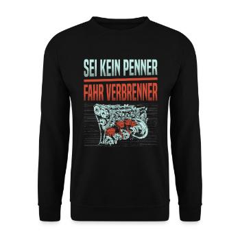 Verbrenner Diesel Hubraum E-Auto Gegner Auto - Unisex Pullover - Schwarz - Vorne - Alina (178cm) & Michal (187cm)