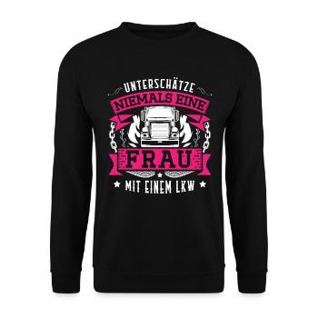 Truckerin Frauen Truck Fernfahrer LKW Fahrer für - Unisex Pullover - Schwarz - Vorne - Alina (178cm) & Michal (187cm)
