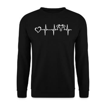 Dog Heartbeat Heart Dog Lover Dog Puppy Cute Dog - Unisex Pullover - Schwarz - Vorne - Alina (178cm) & Michal (187cm)