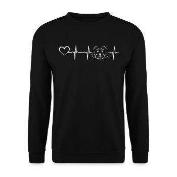 Dog Face Heartbeat Dog Owner Cute Dog Lover - Unisex Pullover - Schwarz - Vorne - Alina (178cm) & Michal (187cm)