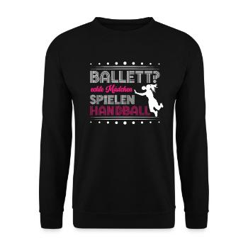 Handballspiel Handballerin Handball für einen - Unisex Pullover - Schwarz - Vorne - Alina (178cm) & Michal (187cm)