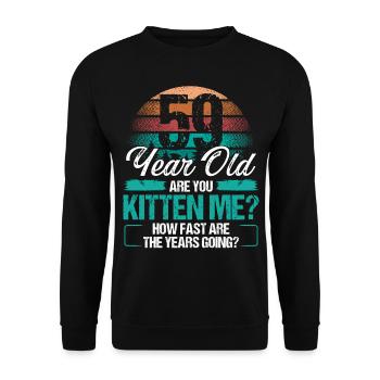59 Year Old Funny Cat Owner Birthday Idea Kitten - Unisex Pullover - Schwarz - Vorne - Alina (178cm) & Michal (187cm)
