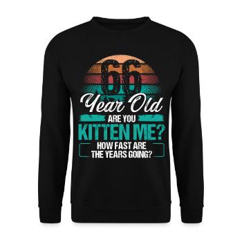 66 Year Old Funny Cat Owner Birthday Idea Kitten - Unisex Pullover - Schwarz - Vorne - Alina (178cm) & Michal (187cm)