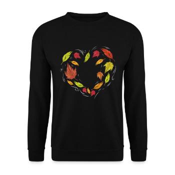 Les feuilles d’automne forment le cœur pour Thanksgiving - Sweat-shirt Unisexe - noir - Devant - Alina (178cm) & Michal (187cm)