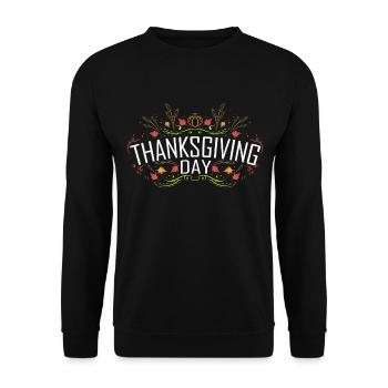 Pumpkin And Leaves Logo For Thanksgiving Day - Unisex Sweatshirt - black - Front - Alina (178cm) & Michal (187cm)