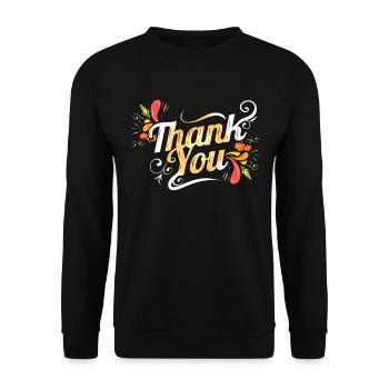 Merci Logo pour Thanksgiving - Sweat-shirt Unisexe - noir - Devant - Alina (178cm) & Michal (187cm)