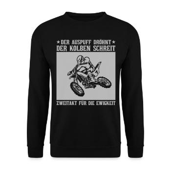 Motorrad Spruch - Unisex Pullover - Schwarz - Vorne - Alina (178cm) & Michal (187cm)