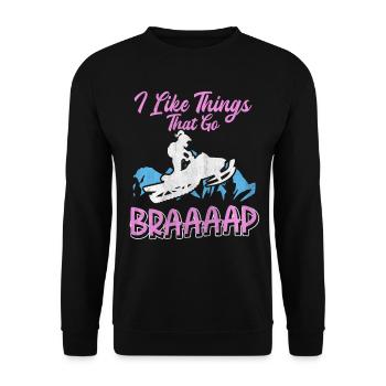 I Like Things That Go Braaaap Snowmobiles - Unisex Sweatshirt - black - Front - Alina (178cm) & Michal (187cm)