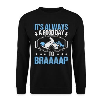 Its Always A Good Day To Braaaap Snowmobiles - Unisex Sweatshirt - black - Front - Alina (178cm) & Michal (187cm)