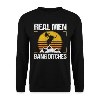 Real Men Bang Ditches Snowmobile - Unisex Sweatshirt - black - Front - Alina (178cm) & Michal (187cm)