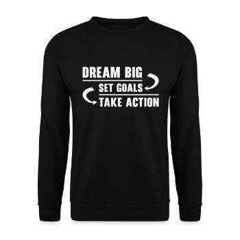 Objectif Vie Citations Message positif Motivant - Sweat-shirt Unisexe - noir - Devant - Alina (178cm) & Michal (187cm)
