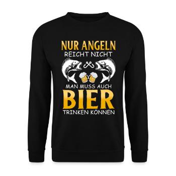 Angeln Tshirt Mann Fischer Rute Fischfang Fishing - Unisex Pullover - Schwarz - Vorne - Alina (178cm) & Michal (187cm)