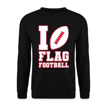 I love Flag Football Ball Player - Unisex Sweatshirt - black - Front - Alina (178cm) & Michal (187cm)