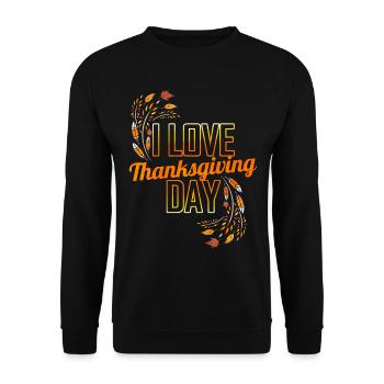 Feathers Leaves I Love Thanksgiving Day - Unisex Pullover - Schwarz - Vorne - Alina (178cm) & Michal (187cm)