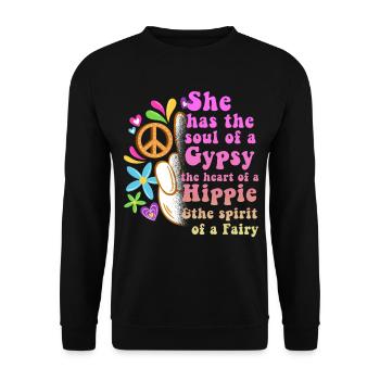 Hippie Peace Groovy Flowerpower Boho Woodstock - Sweat-shirt Unisexe - noir - Devant - Alina (178cm) & Michal (187cm)