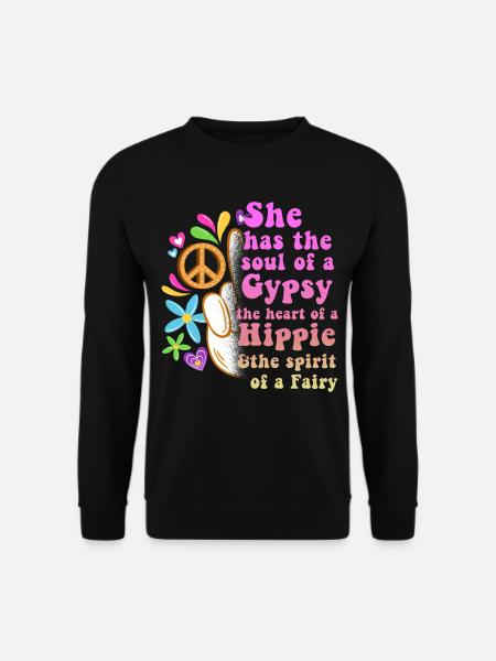 Hippie Peace Groovy Flowerpower Boho Woodstock - Unisex Pullover - Schwarz