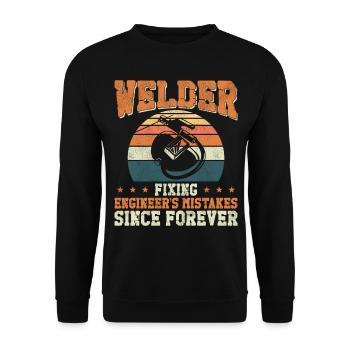 Soudeur Soudeur Vintage Rétro - Sweat-shirt Unisexe - noir - Devant - Alina (178cm) & Michal (187cm)