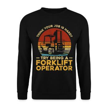 Certified Forklift Truck Operator - Unisex Pullover - Schwarz - Vorne - Alina (178cm) & Michal (187cm)