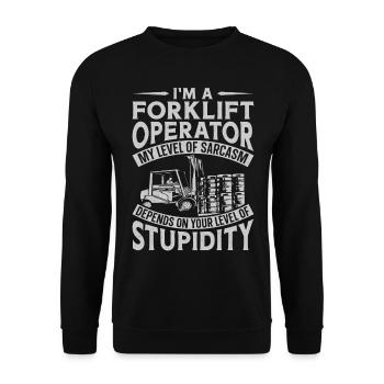 Certified Forklift Truck Operator - Unisex Sweatshirt - black - Front - Alina (178cm) & Michal (187cm)