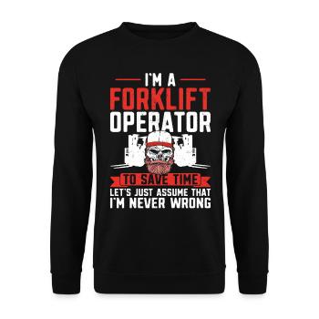 Certified Forklift Truck Operator - Unisex Sweatshirt - black - Front - Alina (178cm) & Michal (187cm)