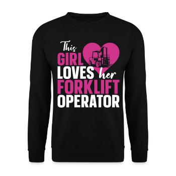 Certified Forklift Truck Operator - Unisex Pullover - Schwarz - Vorne - Alina (178cm) & Michal (187cm)